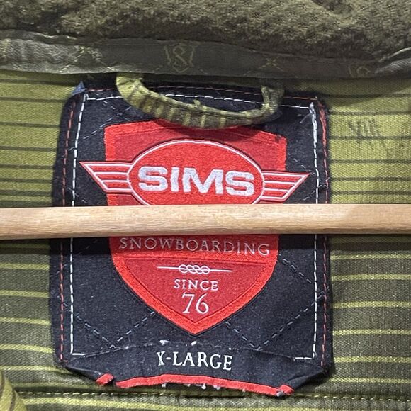 SIMS Snowboarding Full Zip Hooded Jacket Men Large Green Vintage Y2K READ - Picture 2 of 12